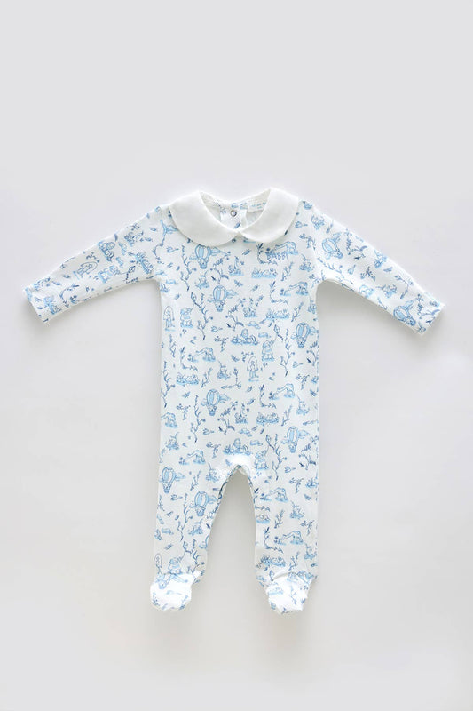 3-Piece Newborn Set with Gift Box – Toile De Jouy / Blue