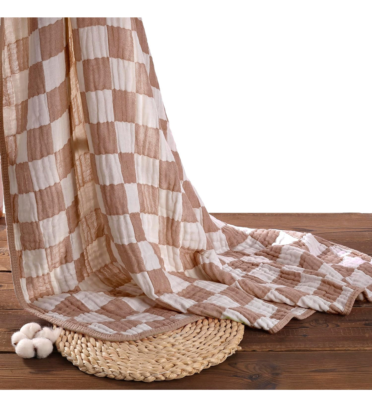Ultra Soft Muslin Baby Blanket, Made of Viscose from Bamboo and Muslin from Cotton, A Versatile Swaddle and Bed Blanket for Babies, Toddlers, Boys, and Girls (1 Pack).