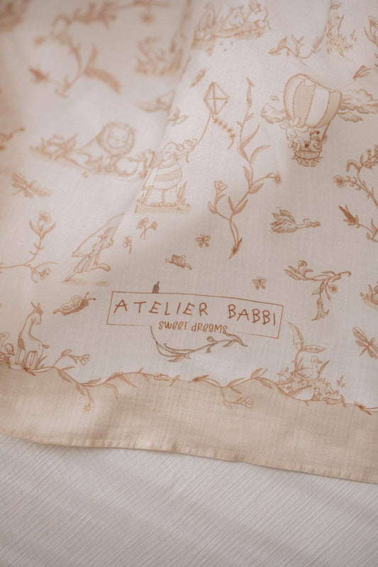 4-Piece Newborn Gift Set with Box – Toile De Jouy / Beige