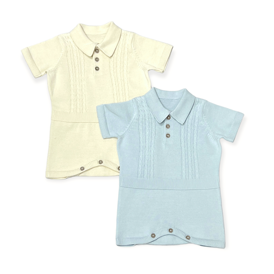 Milan Collar & Cable Knit Baby Bodysuit (Organic)