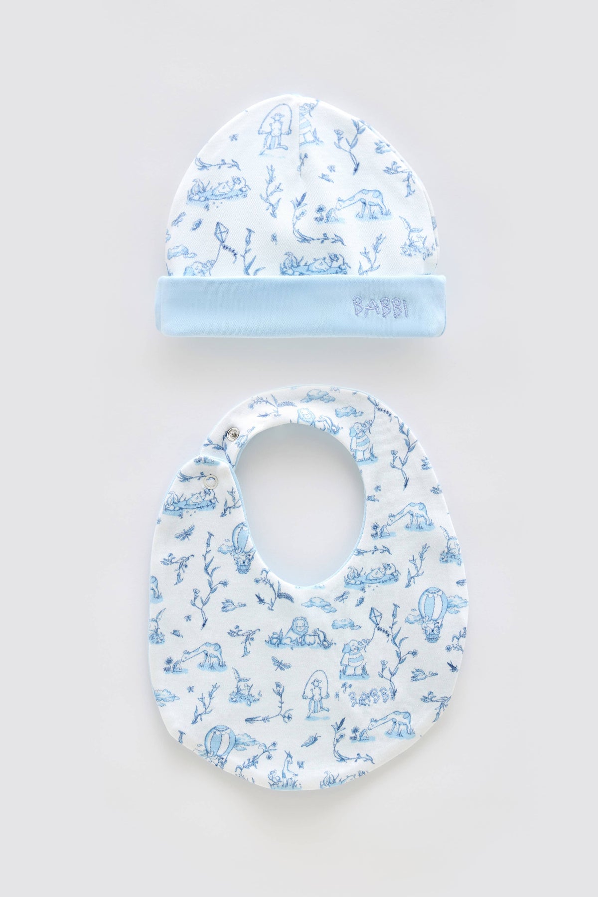 3-Piece Newborn Set with Gift Box – Toile De Jouy / Blue