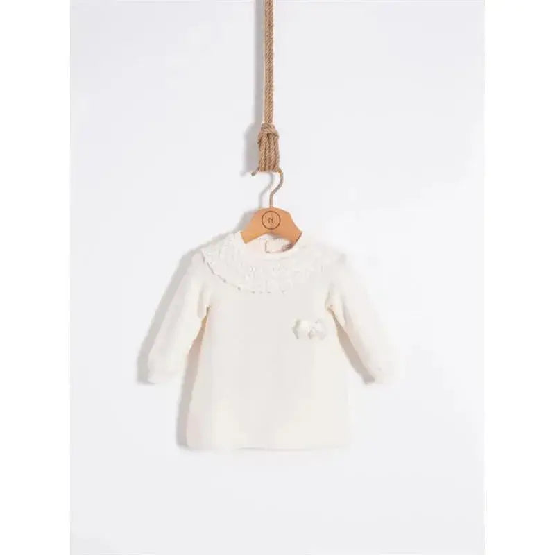 Knitted Baby Dress with Collar – Organic Cotton