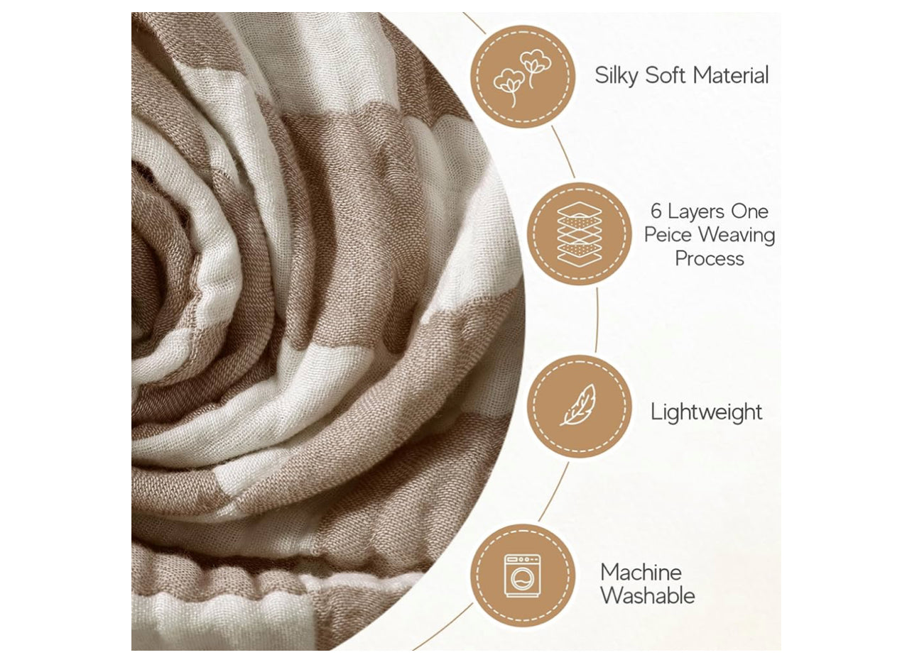 Ultra Soft Muslin Baby Blanket, Made of Viscose from Bamboo and Muslin from Cotton, A Versatile Swaddle and Bed Blanket for Babies, Toddlers, Boys, and Girls (1 Pack).