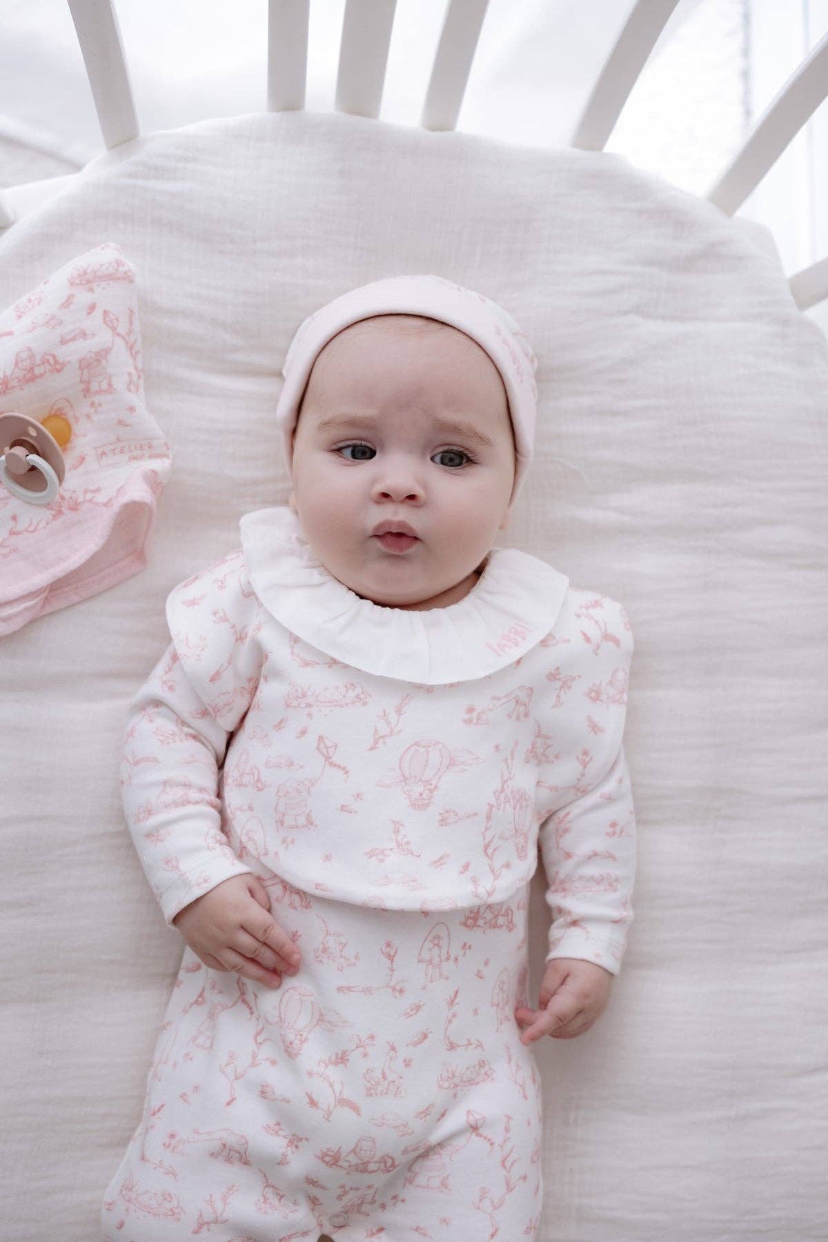 4-Piece Newborn Set with Gift Box – Toile De Jouy / Pink